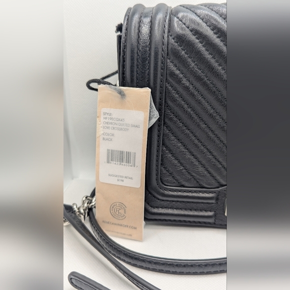 NWT Black Leather Rebecca Minkoff Chevron Quilted Purse - Picture 4 of 5